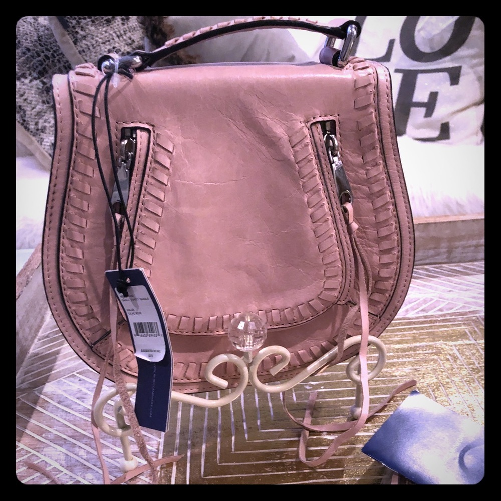 RebeccaMinkoff Mini lilac rose saddle clutch